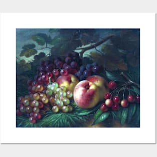 George Henry Hall Peaches, Grapes and Cherries Posters and Art